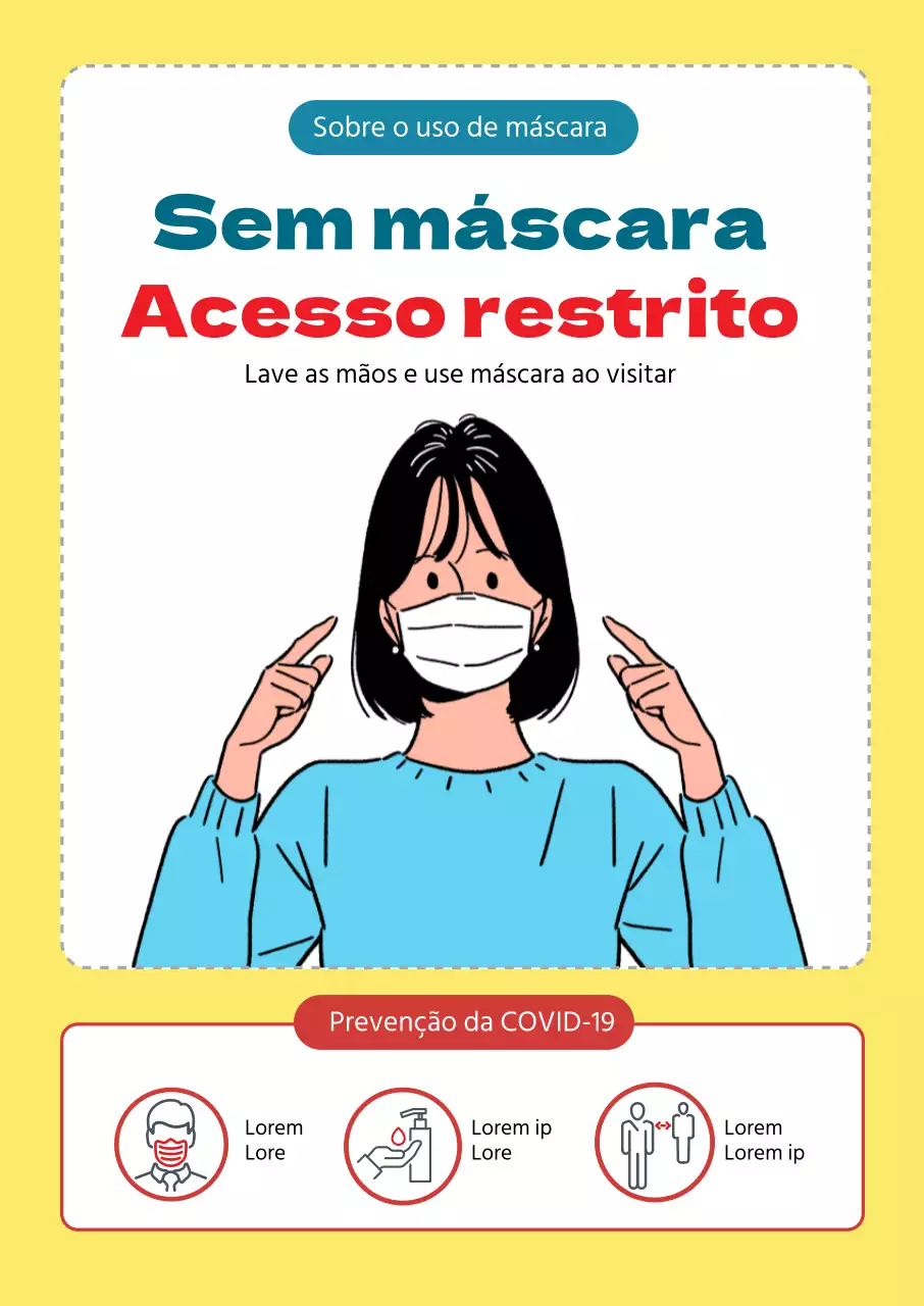 Não entrar sem uma máscara amarela ilustrada