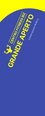 Striscione promozionale della palestra aperta con sfondo blu