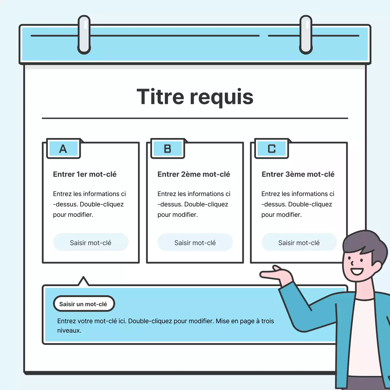 Concept de note bleu clair Carte soignée avec de jolies illustrationsNews