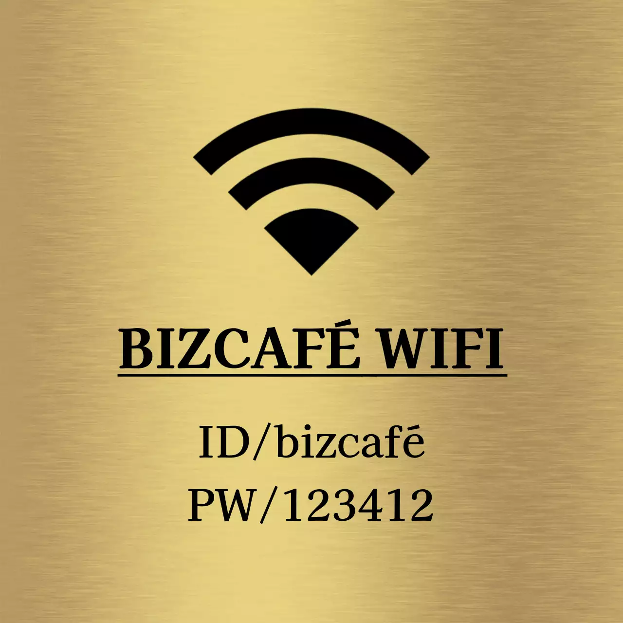 Cartelería sencilla con información Wi-Fi sobre la ubicación de la tienda en negro e iconos sencillos