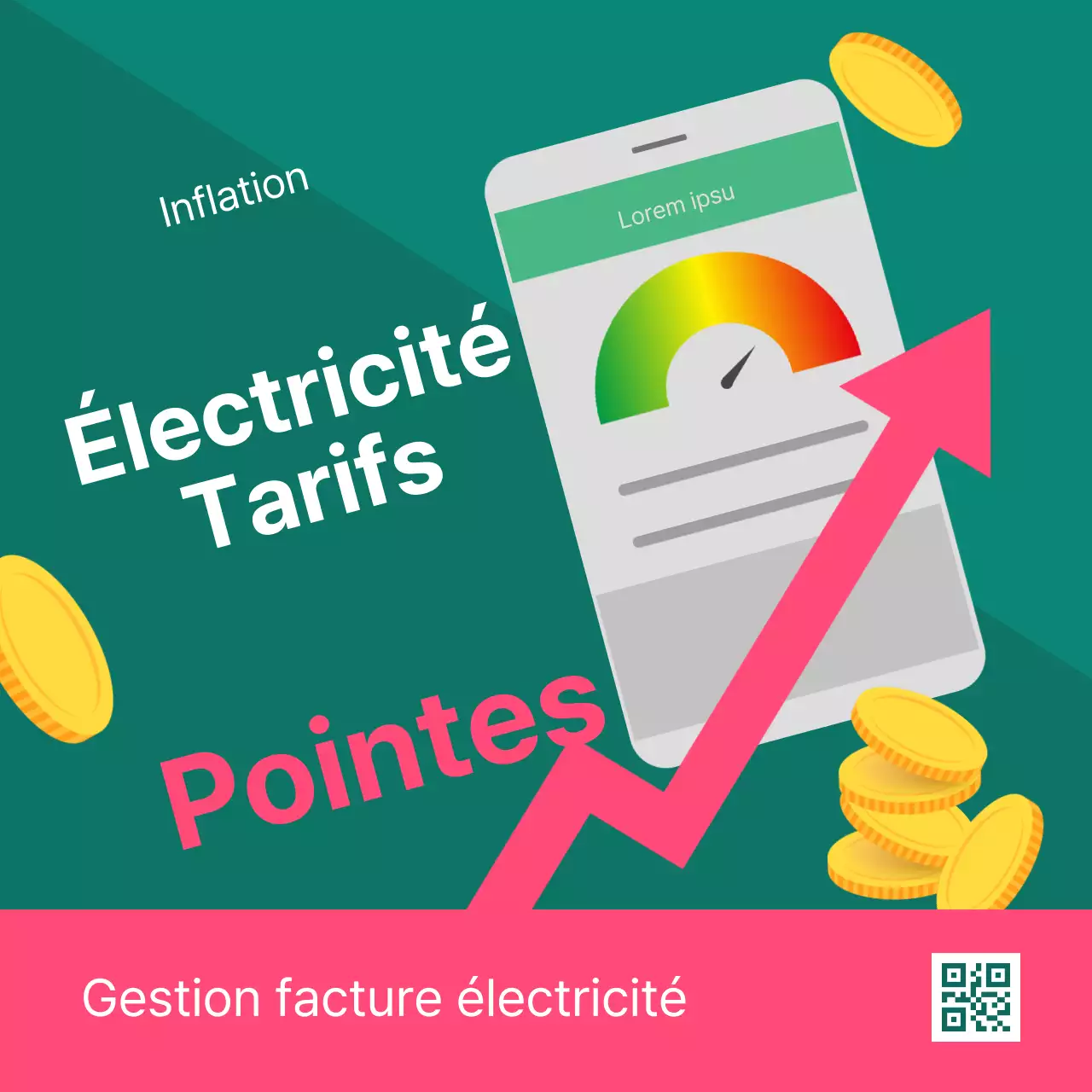 Une simple facture d'électricité en vert et rose