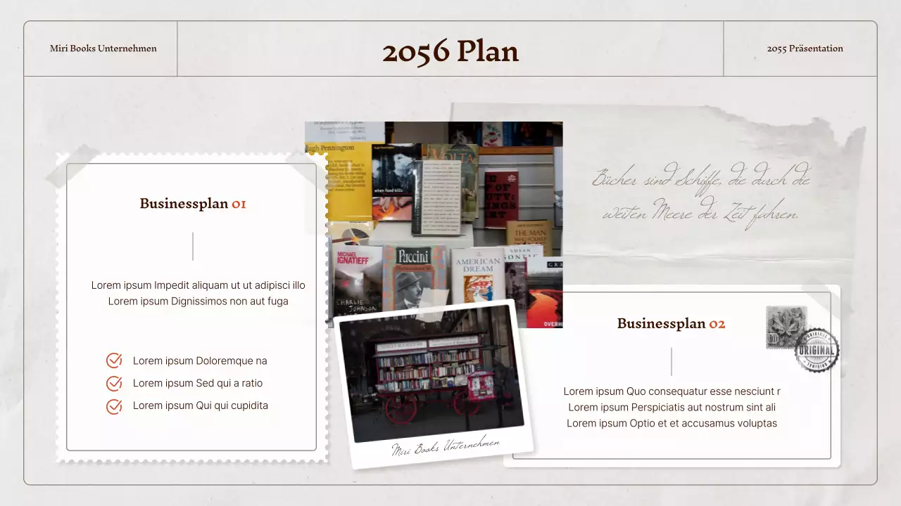 Ein klassisches Unternehmensprofil in Beige und Grau