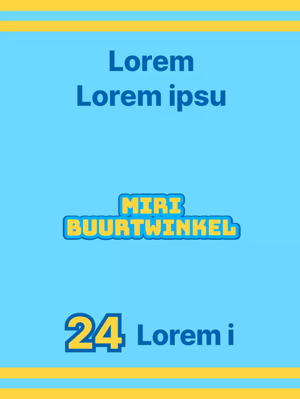 Buurtwinkel met blauwe en gele pictogrammen die verschillende diensten promoten