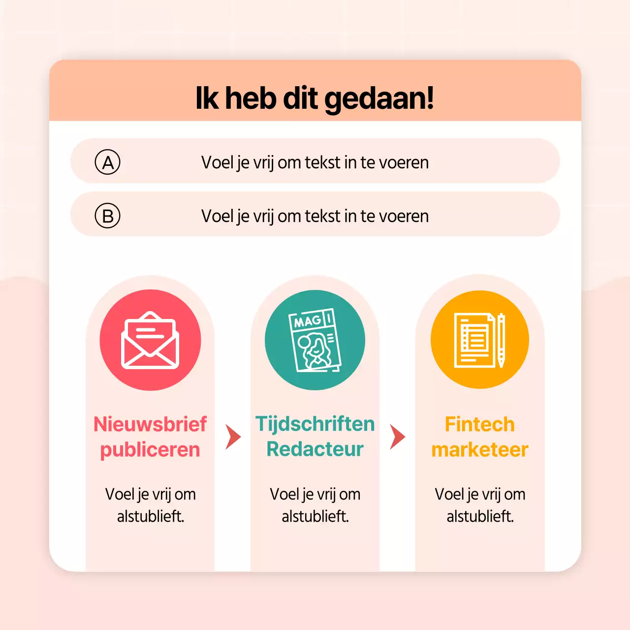 Kitscherige social media profiel bio in oranje en roze