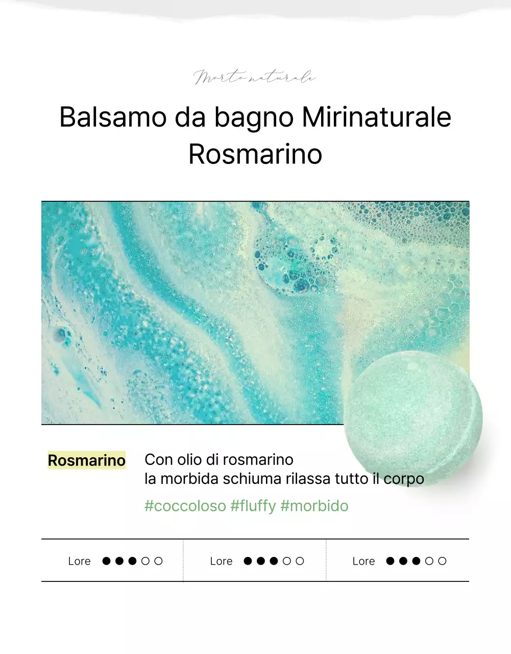 Pagina di vendita di bombe da bagno dall'aspetto naturale con palme verdi