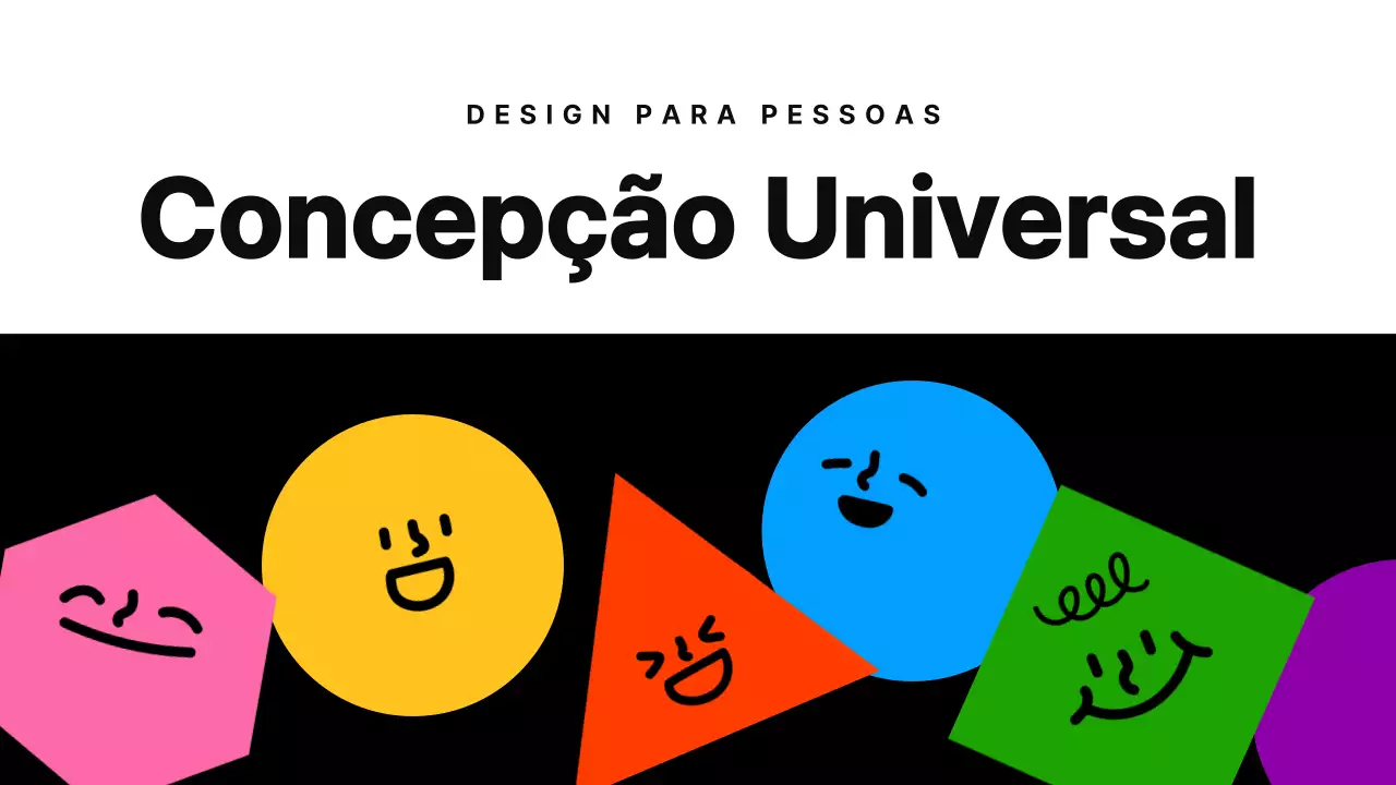 Introdução ao Design Universal com formas expressivas coloridas a preto e amarelo