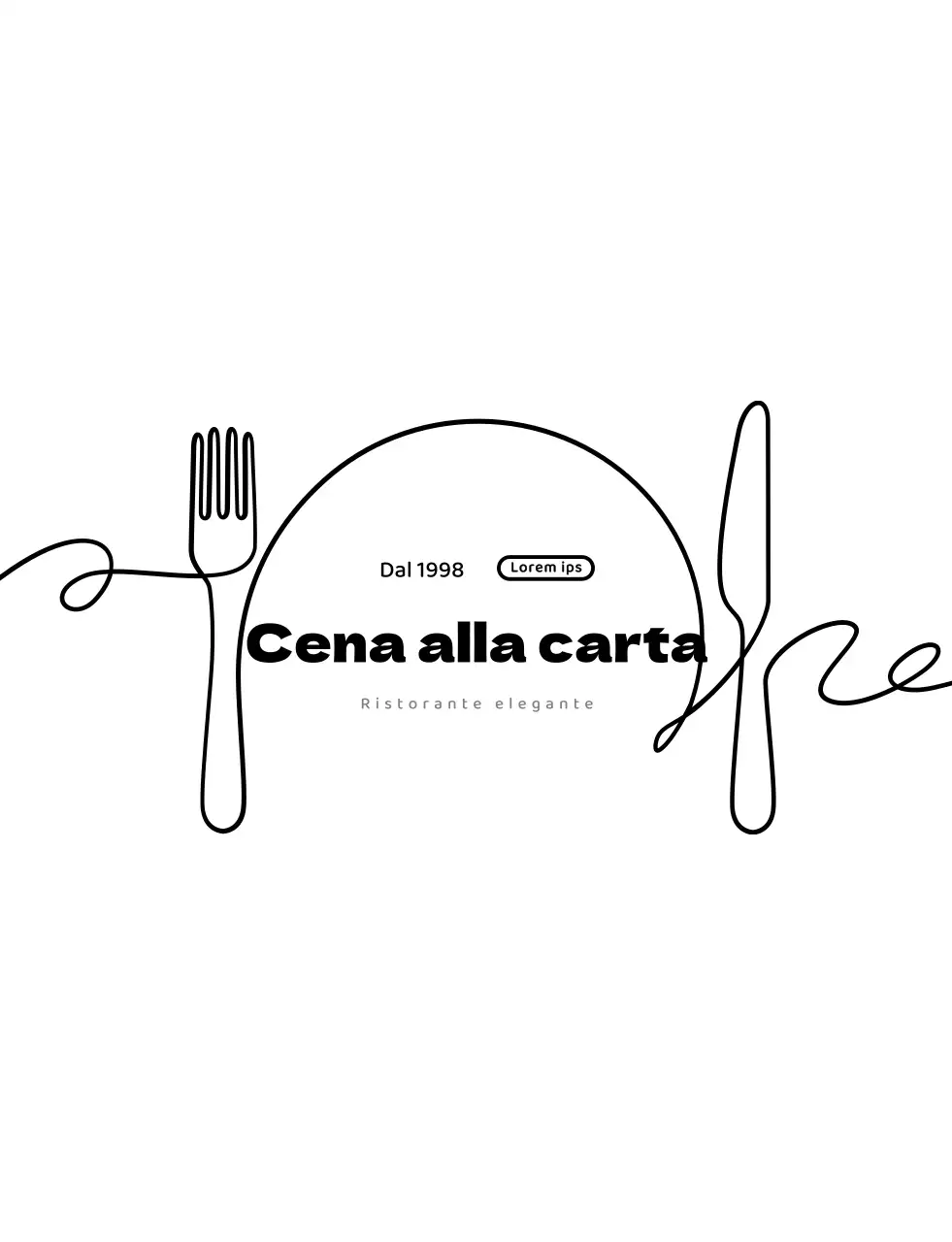 Stile semplice del logo del ristorante in bianco e nero