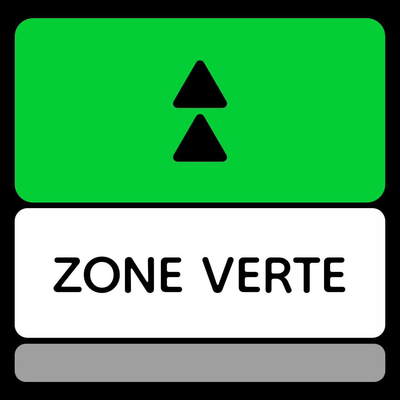 Un guide de zone simple avec un texte de localisation vert bleu violet et une géométrie triangulaire carrée.