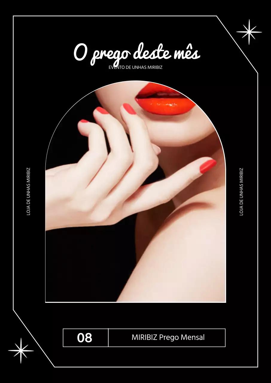 Cartaz promocional "Nail of the Month" com fundo preto