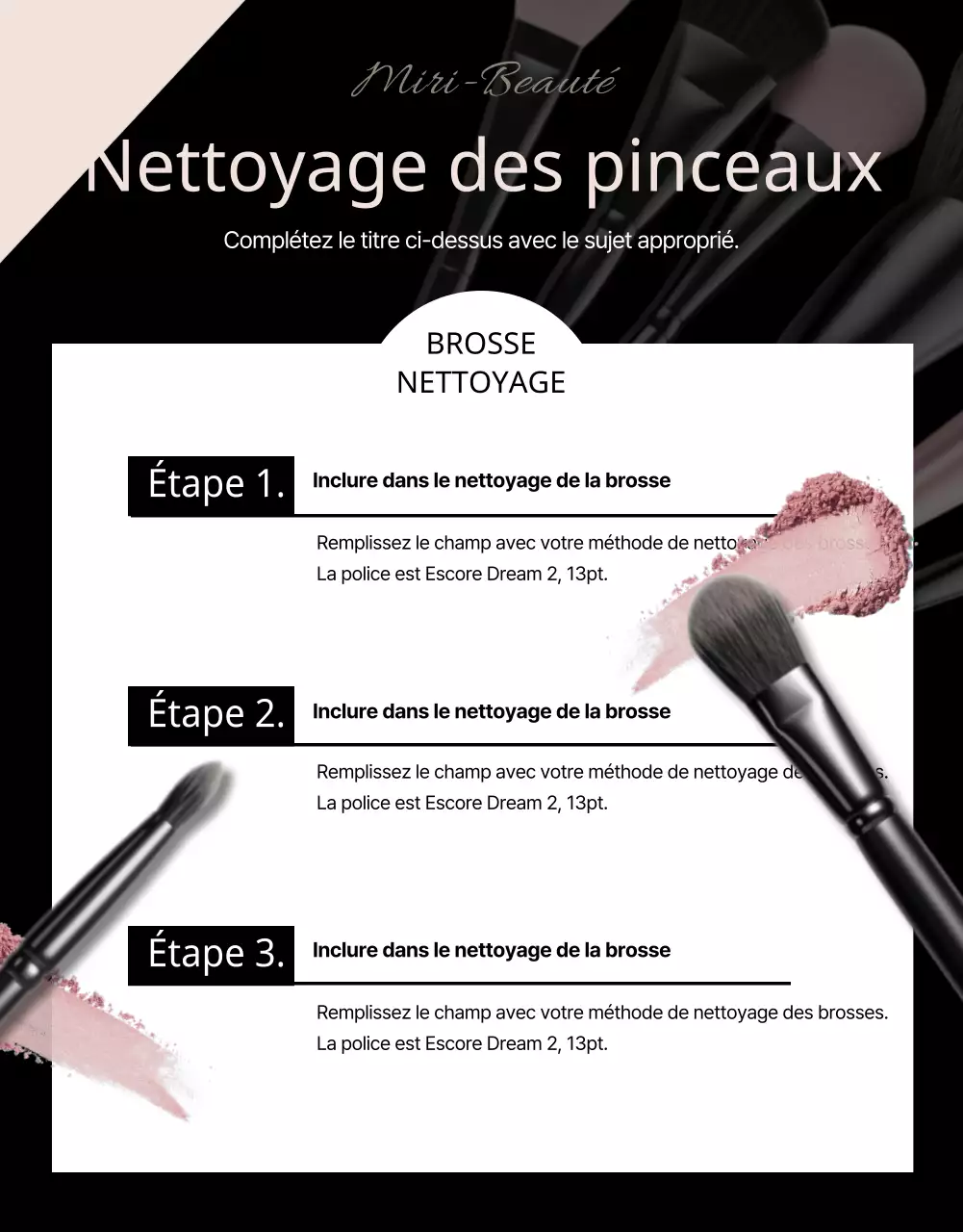 Promouvoir des brosses luxueuses en noir et beige