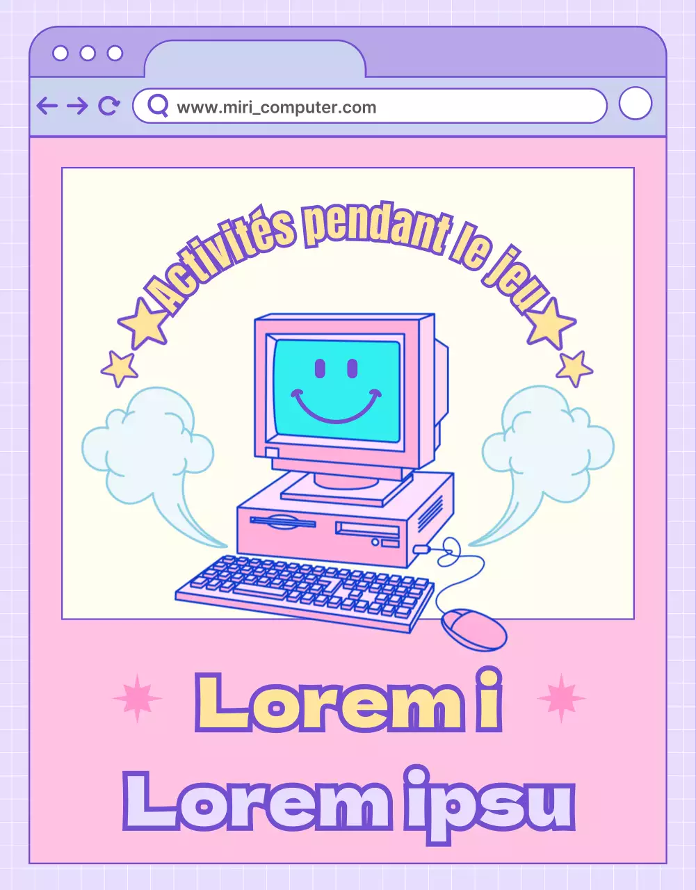 Promouvoir les cours d'informatique avec un concept de site web rose et violet