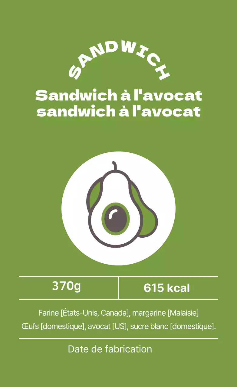 Étiquette sandwich illustrée verte