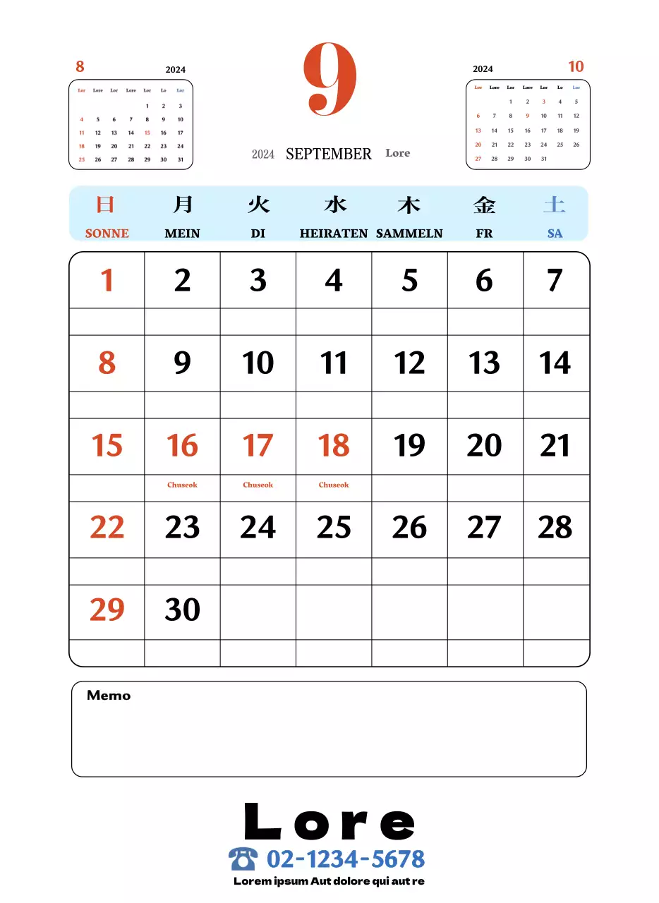 Rote und blaue Retro-Untersetzer Erinnerungskalender