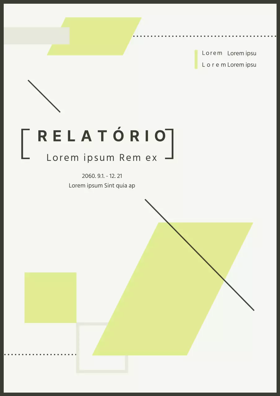Relatório temático sobre formas simples em verde claro e cinzento