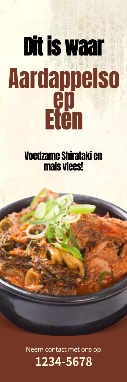 Promoot traditioneel ogende aardappelsoep op een bruine achtergrond