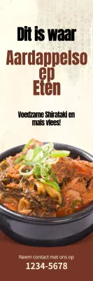 Promoot traditioneel ogende aardappelsoep op een bruine achtergrond