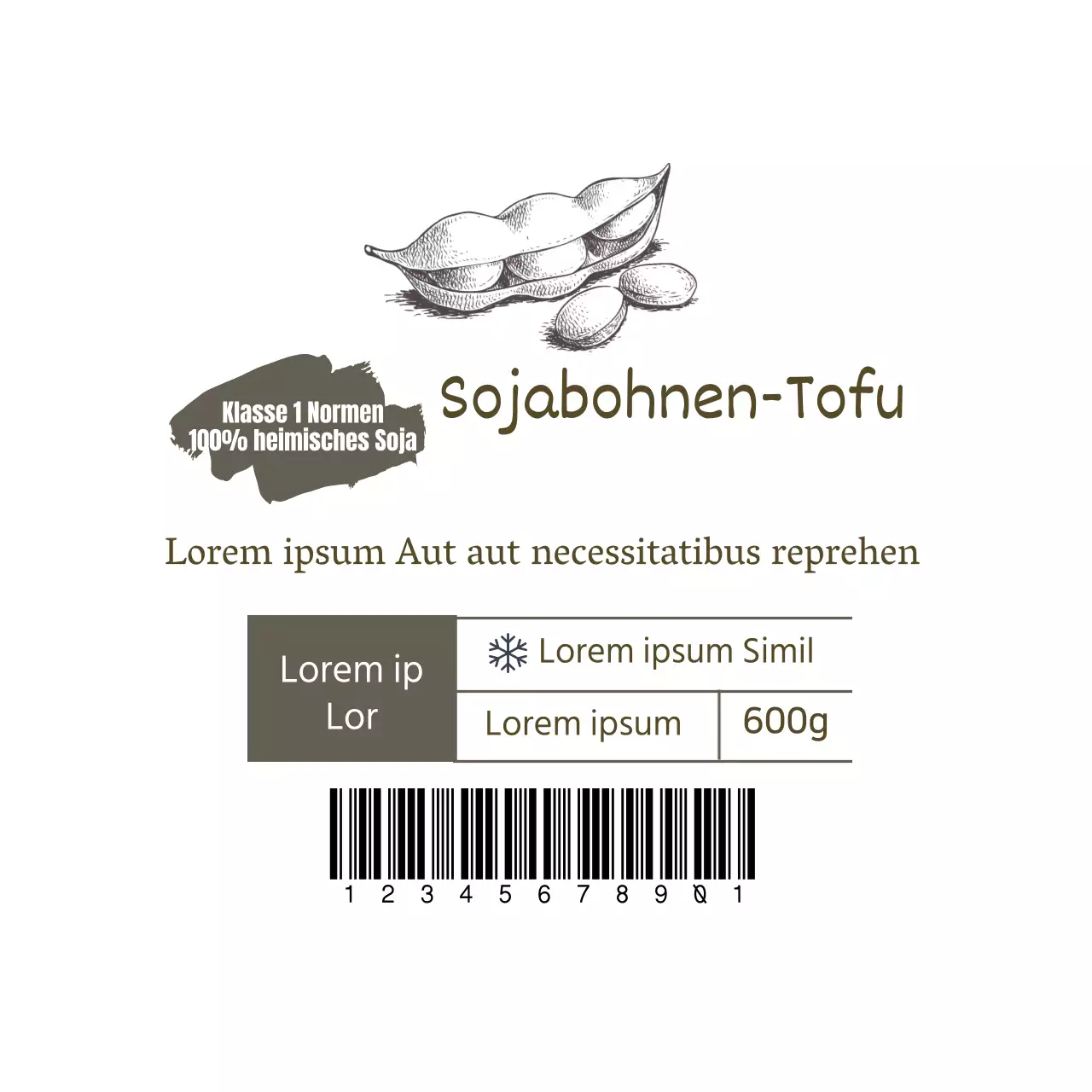 Weiß illustrierte saubere Sojabohnen-Etiketten