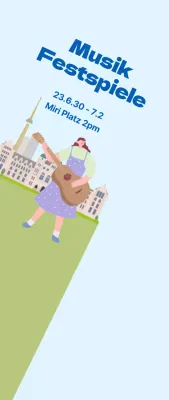 Musikfestival Förderung klein auf hellblau, grünes Gras Hintergrund