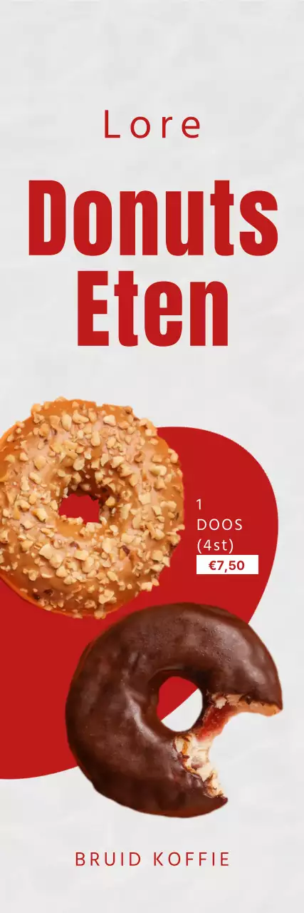 Promoot een eenvoudig donutmenu met rode kleuraccenten