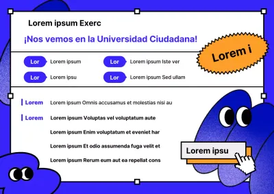 Promoción de conferencias universitarias con motivos geométricos en azul