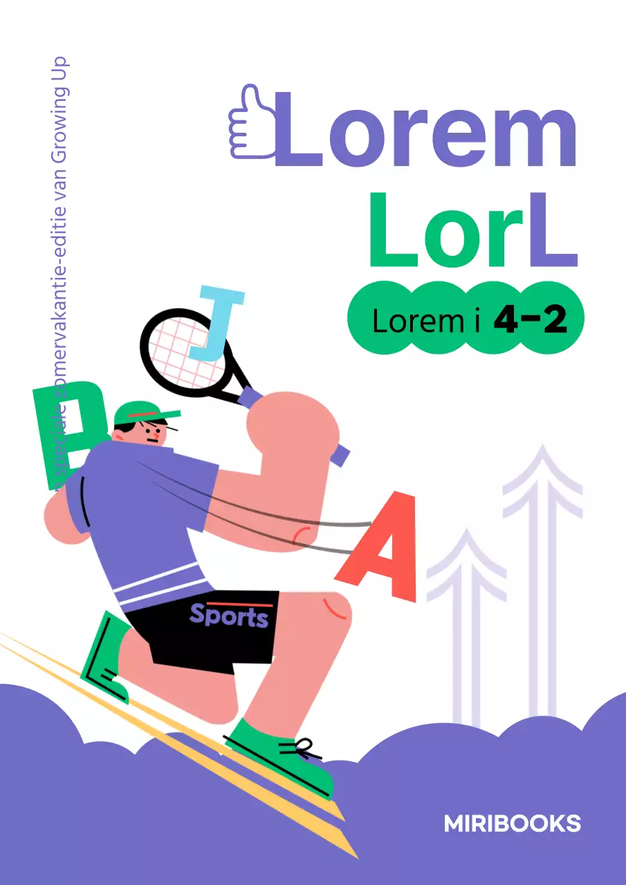 Educatieve inhoud met een paars, schattig karakter