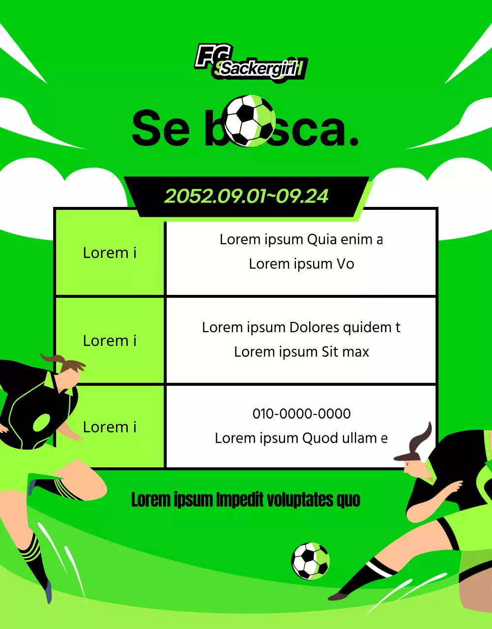 Contratación dinámica de fútbol femenino en verde lima y negro