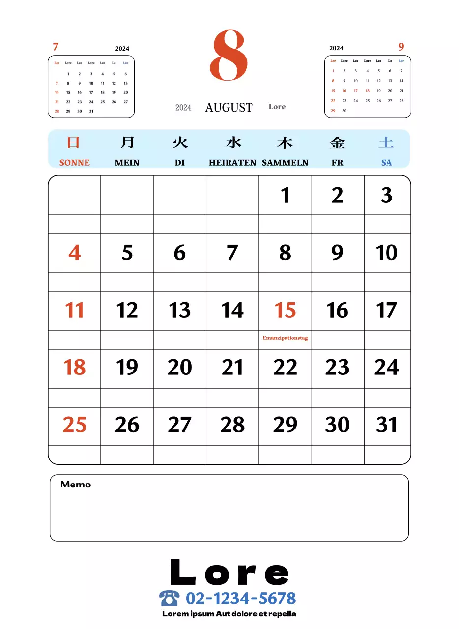 Rote und blaue Retro-Untersetzer Erinnerungskalender