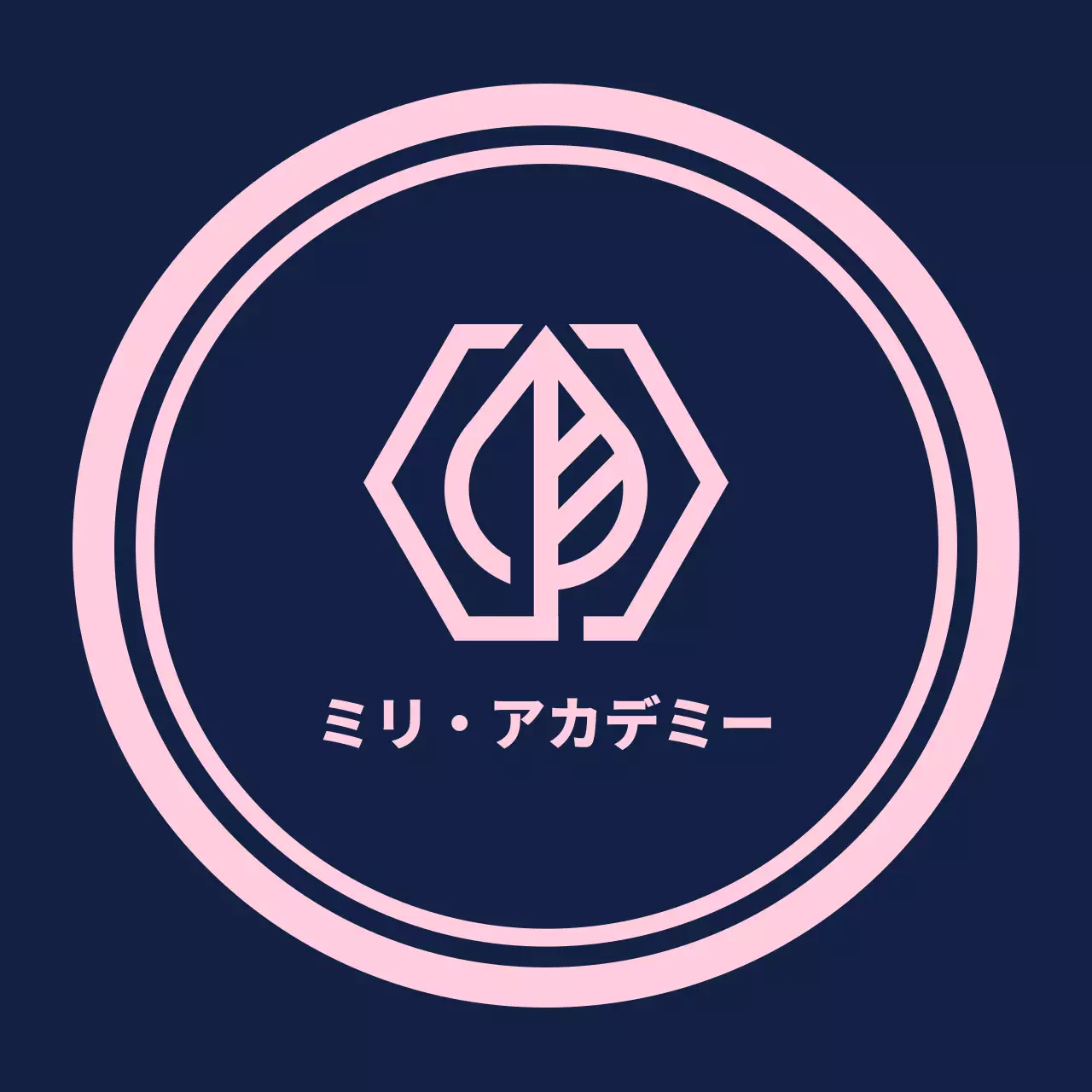 ピンクのボーダーラインが入った紺色の背景の学園アカデミーバレット