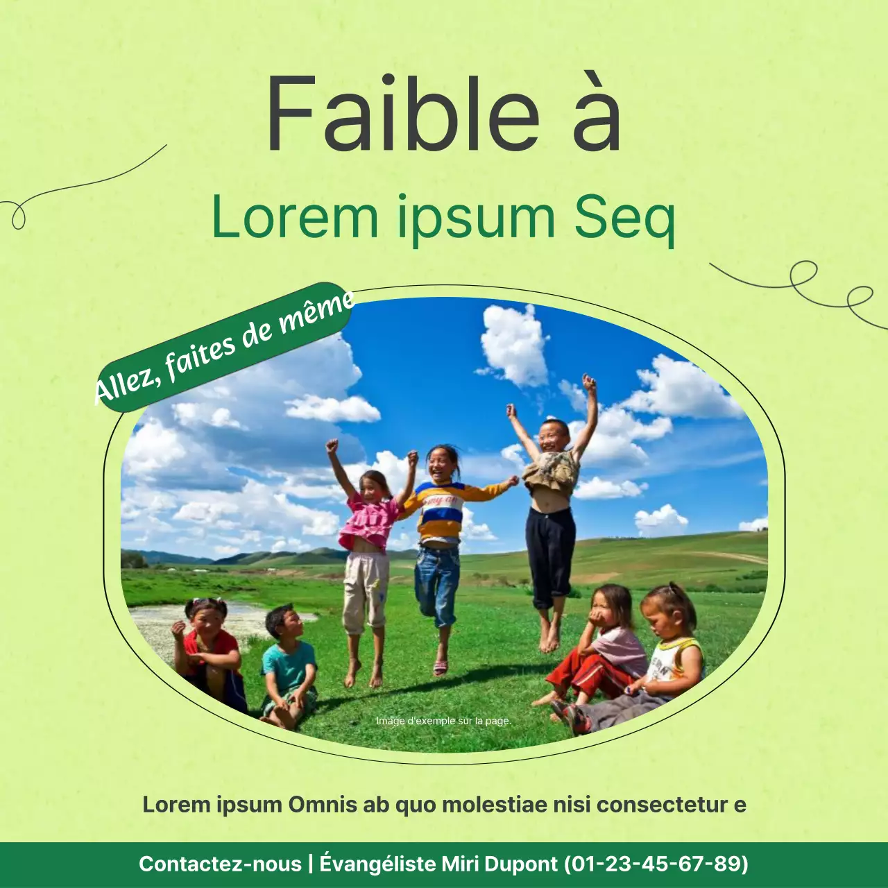 Faites la promotion de la mission de votre église dans un schéma simple de couleurs bleu marine et vert.