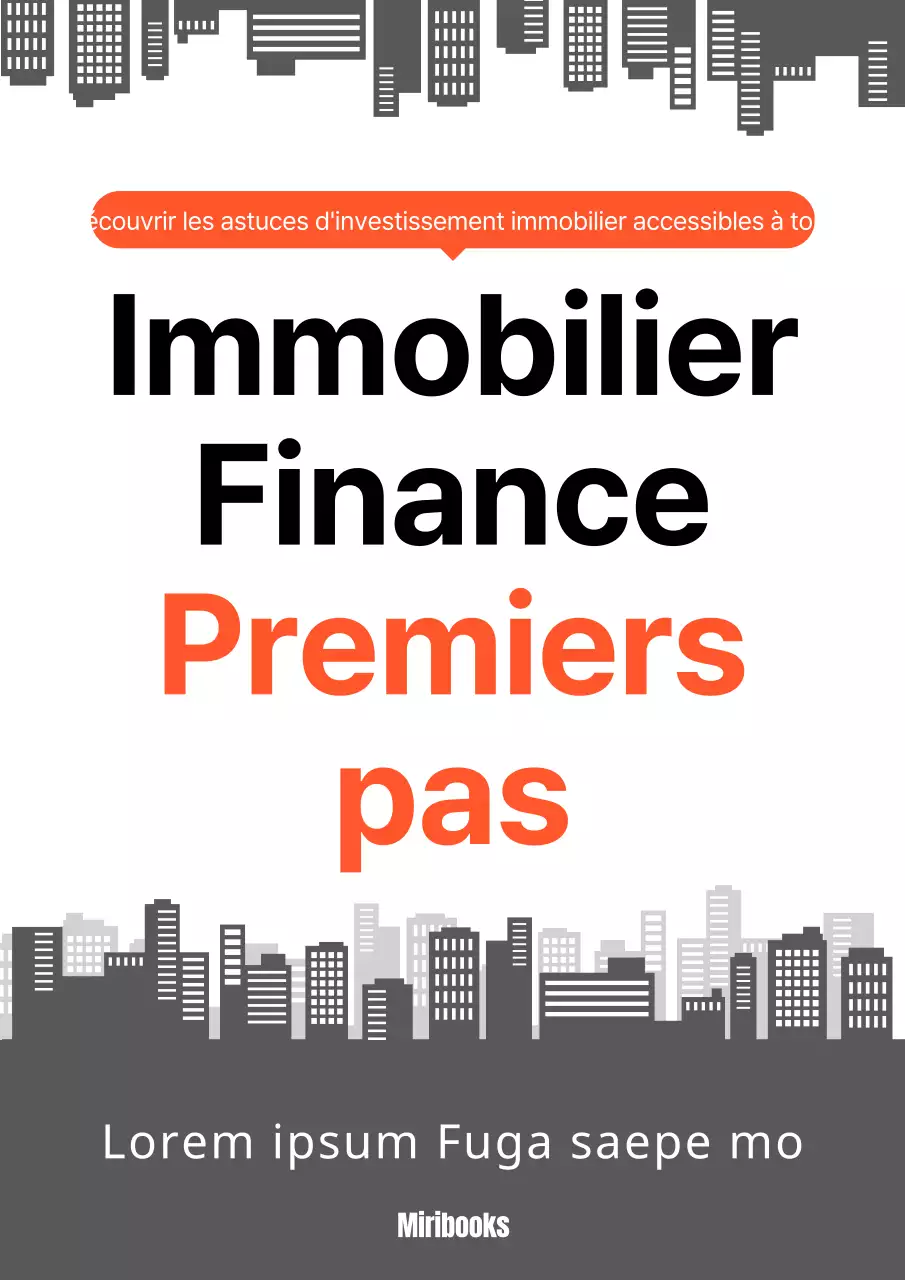 Une couverture de livre immobilier simple, grise et orange