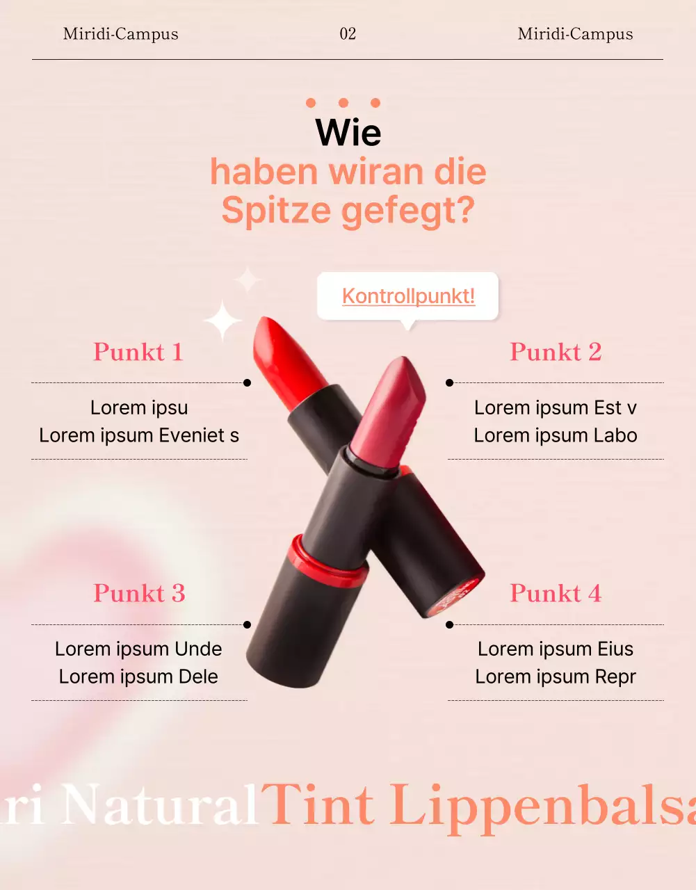 Beauty-Launcheseite mit rosa Lippenstiftmodellen und Instagram-Konzept
