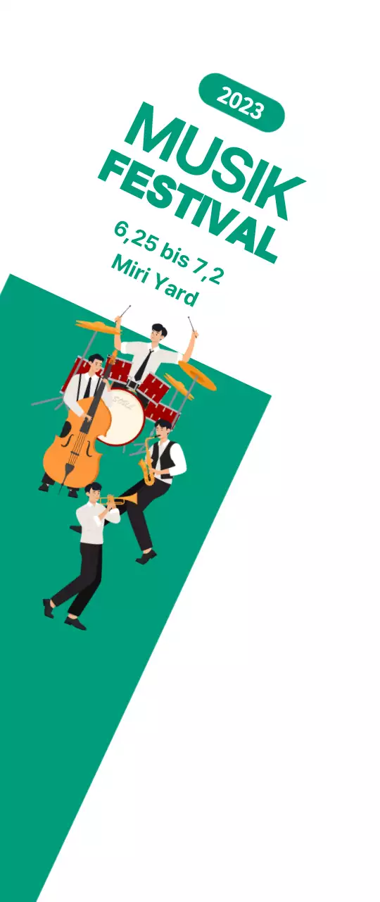 Musikfestival Promotion klein mit Band auf grünem und weißem Hintergrund