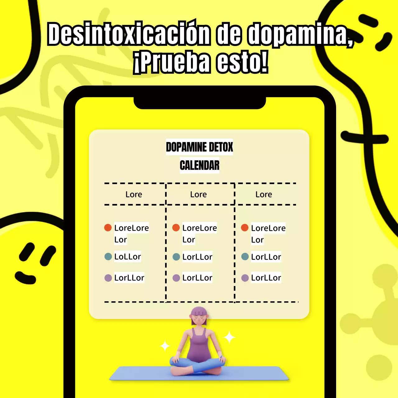 Diseñar un colorido marco ilustrado para el teléfonoPresentación de la dopamina