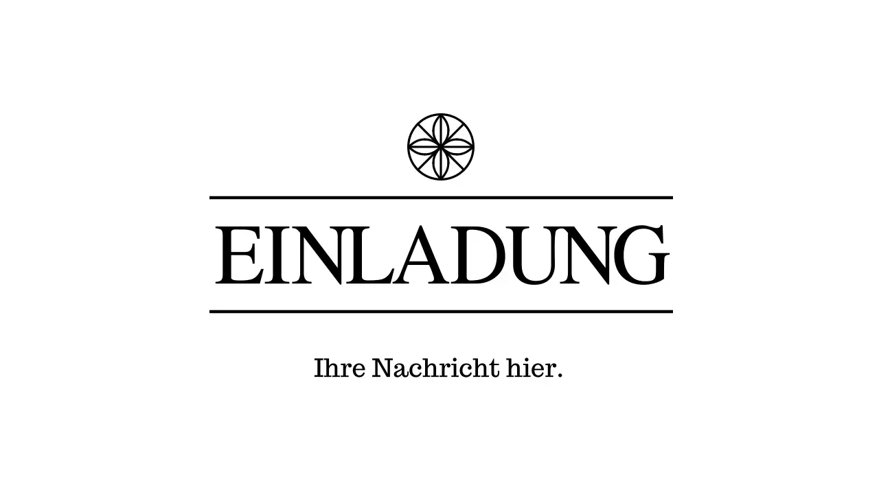 Einfache Einladung Postkarte Umschlag mit schwarzem Text und floralen Logo Linie Illustration