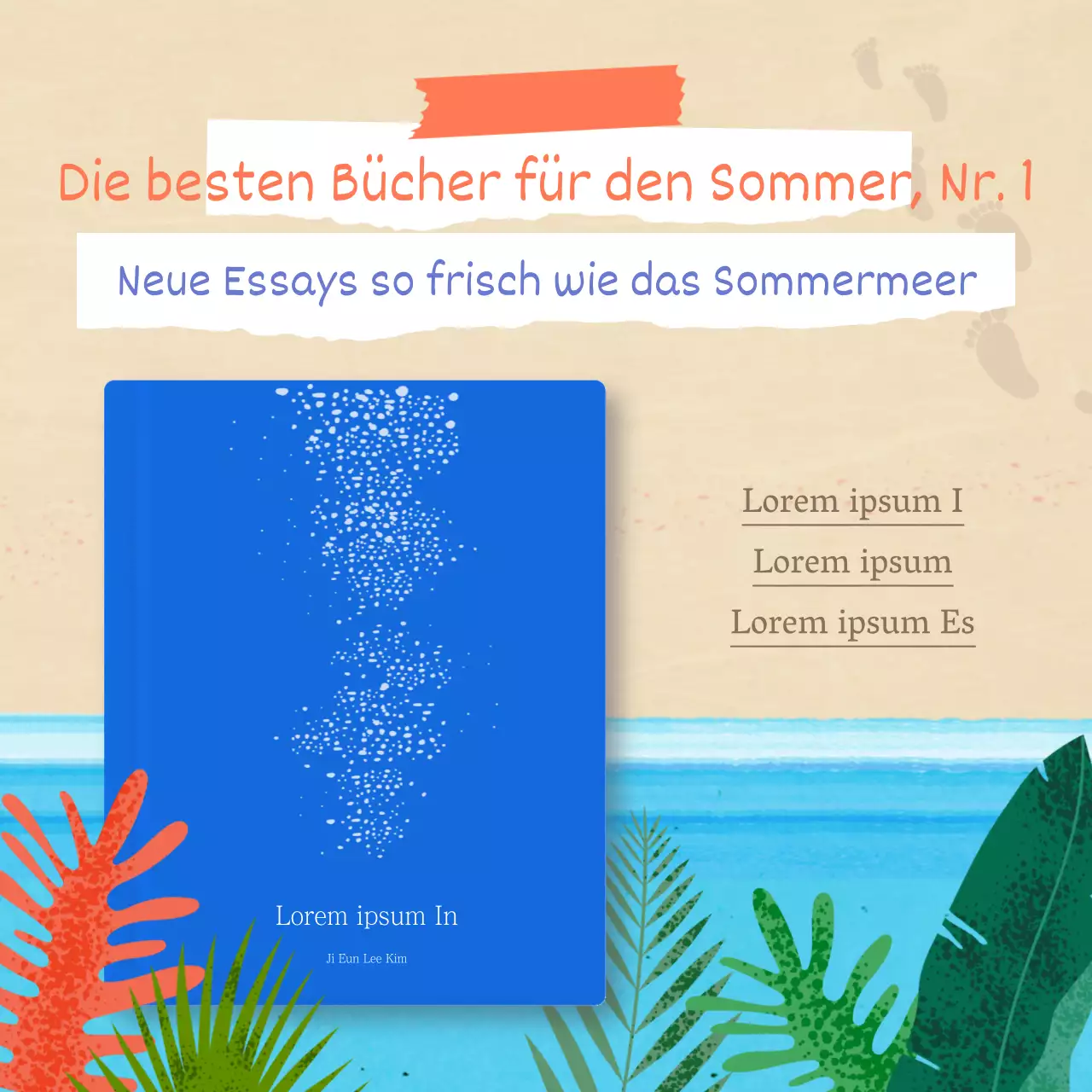 Werben Sie mit den natürlichen Farben Blau und Orange für Ihr neues Essaybuch
