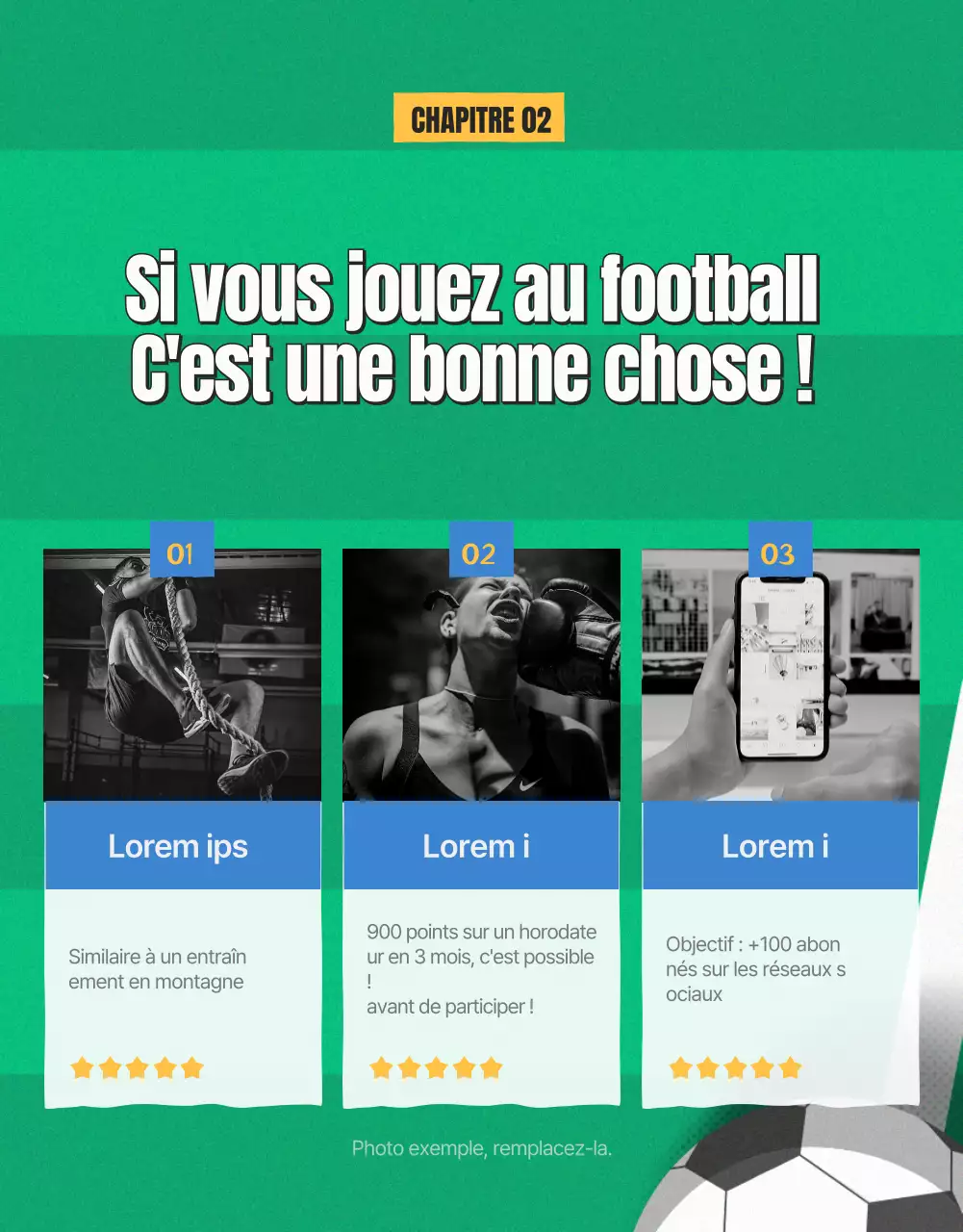 Annonce de recrutement pour le football féminin en vert et jaune