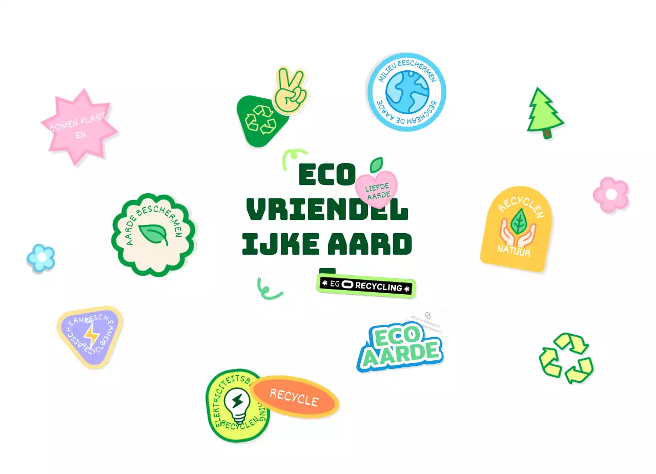Stickerconcept voor een eco-campagne in groene kleur