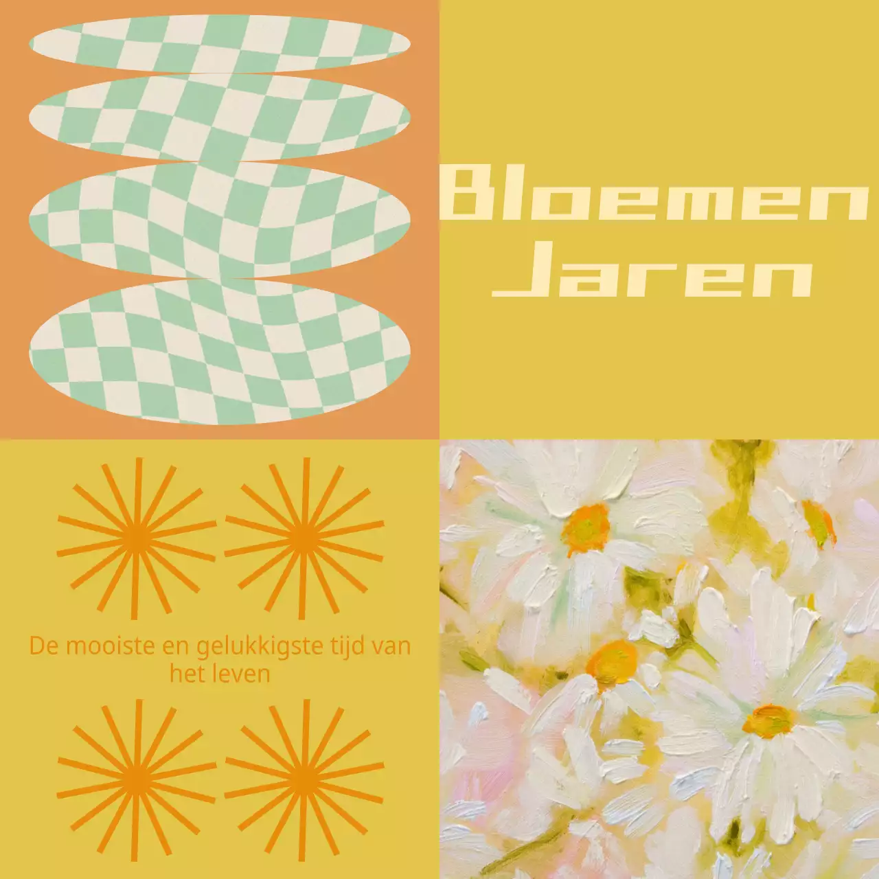 Moderne albumhoes in geel en oranje post