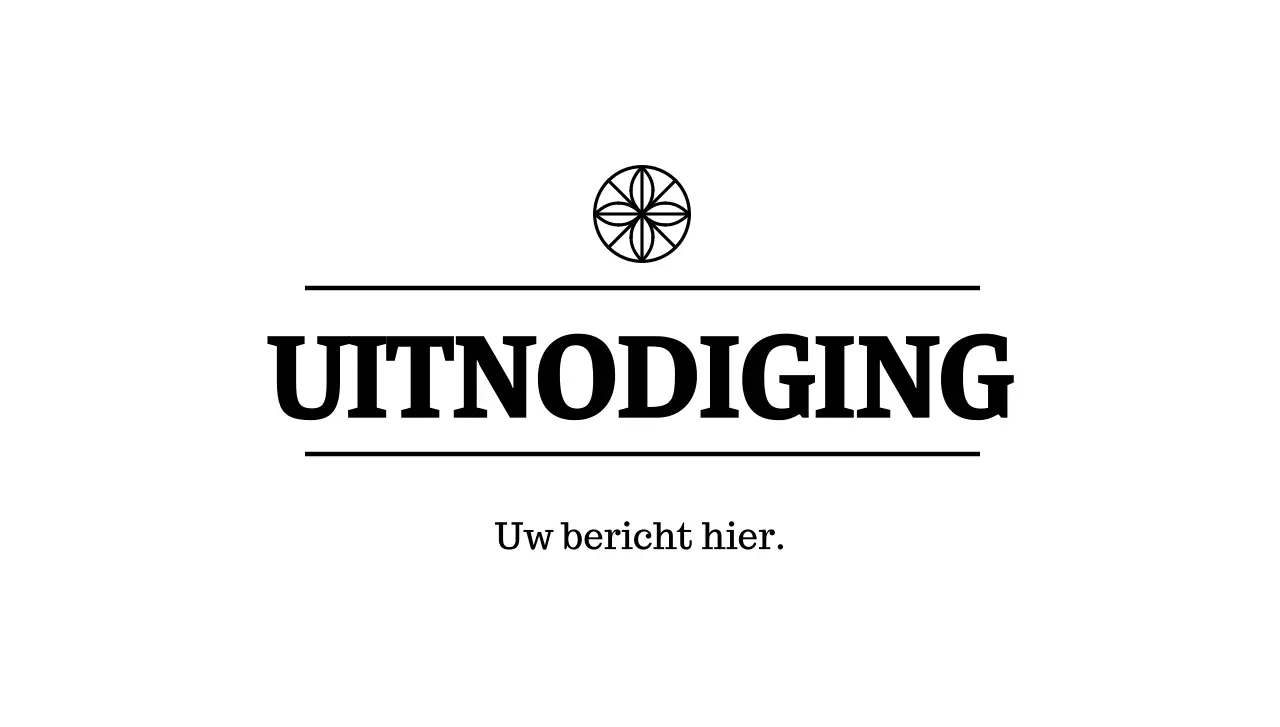 Eenvoudige uitnodigingsbriefkaartenvelop met zwarte tekst en bloemenlogolijnillustratie