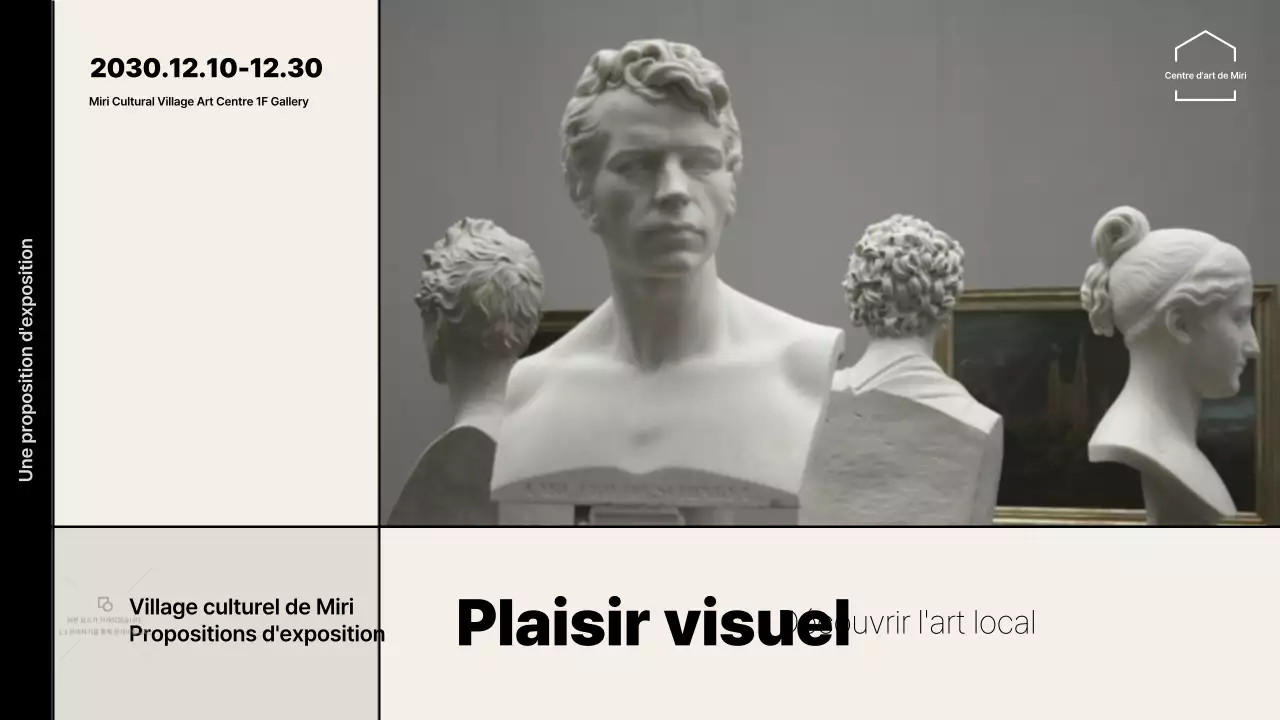 Proposition d'exposition avec des accents de grille beige-noir