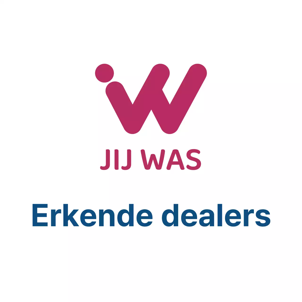 Promoot certificering als geautoriseerde dealer met merklogo en tekst in paars en marineblauw.