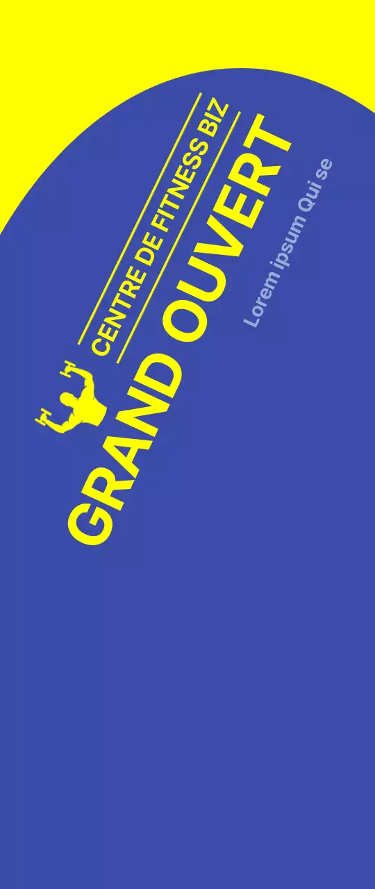 Bannière promotionnelle de gymnase ouvert sur fond bleu