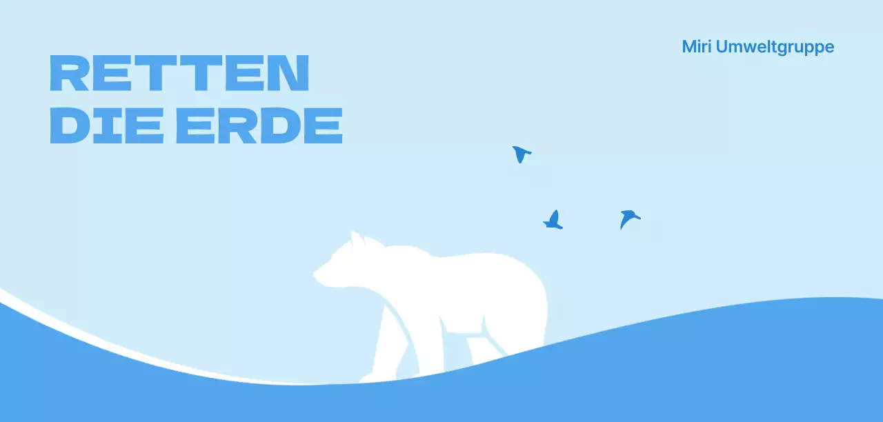 Ein sauberes Konzept für eine Umweltorganisation mit einer Eisbärenillustration in Hellblau und Blau.