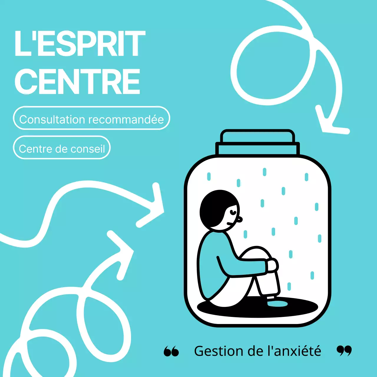 Contenu de conseil psychologique avec des illustrations simples en bleu clair