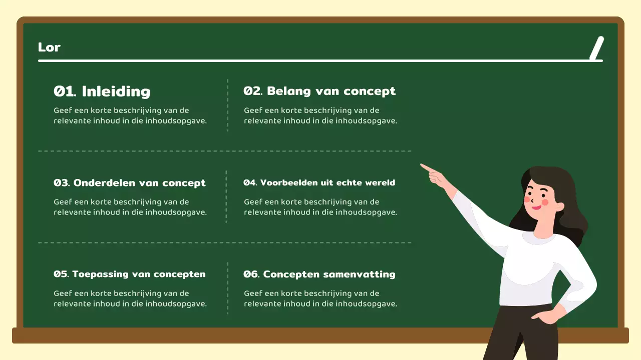 Groen en wit krijtbord conceptualisatiegids