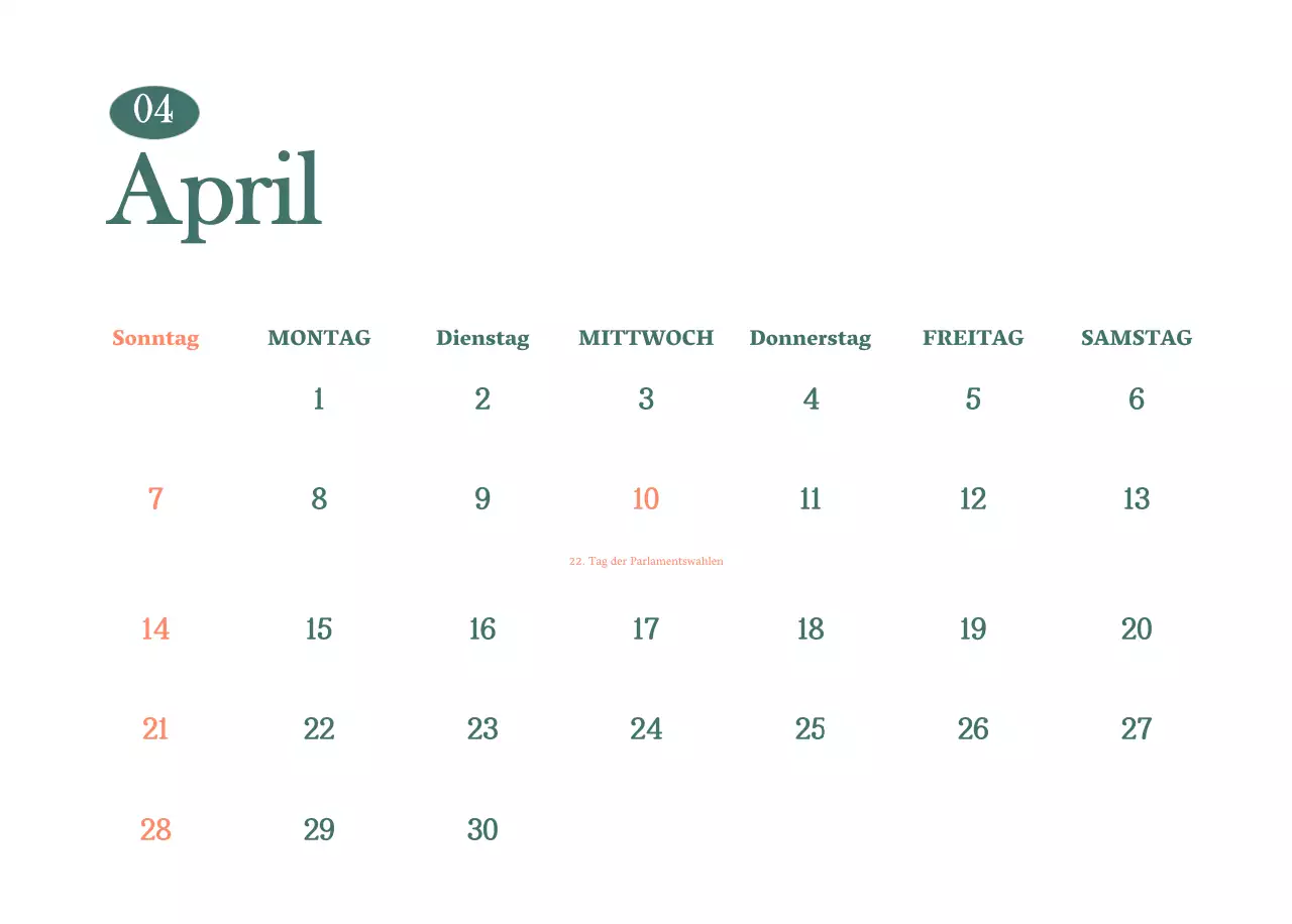 Cafe-Kalender mit Empfehlungen für das Getränk des Monats