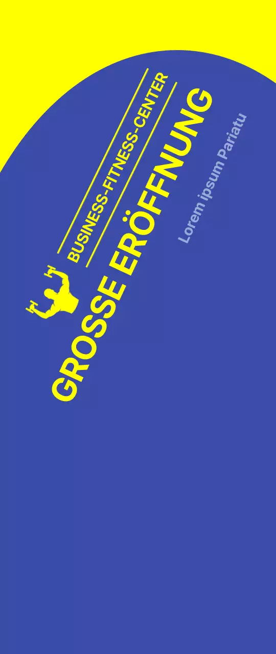 Turnhalle offen Werbebanner mit blauem Hintergrund