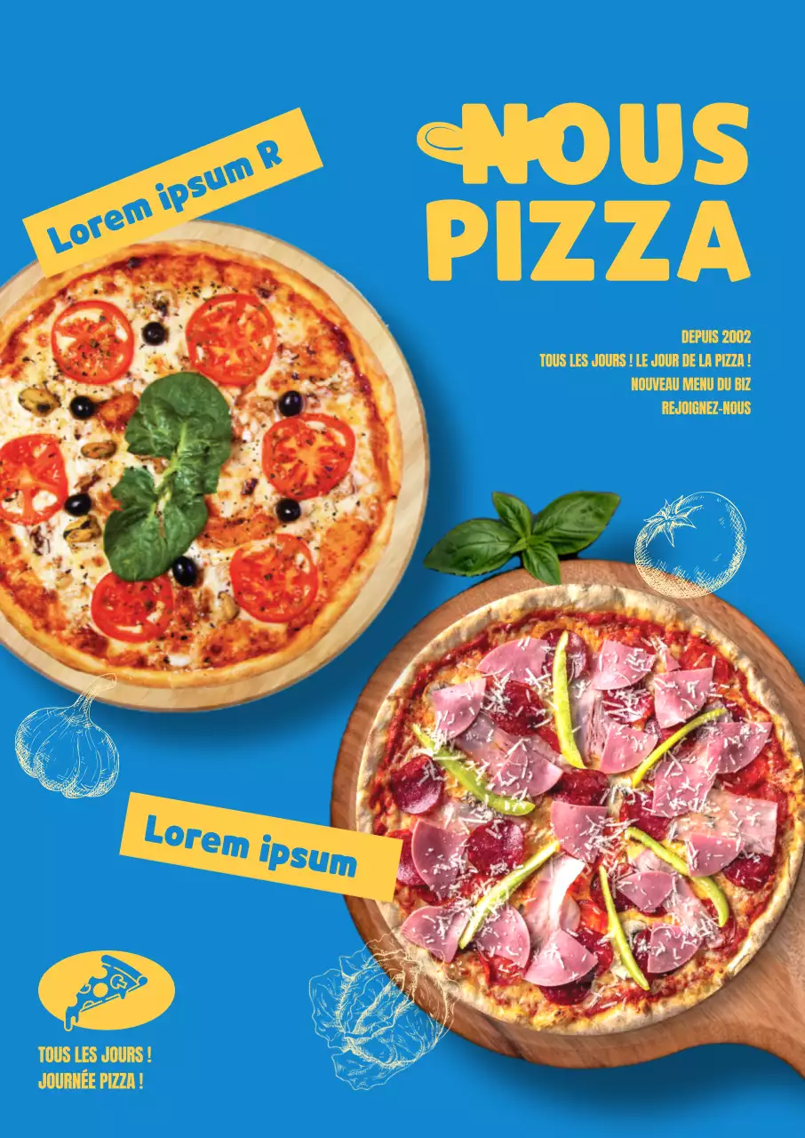 Promouvoir une nouvelle carte de pizzas avec une ambiance cool