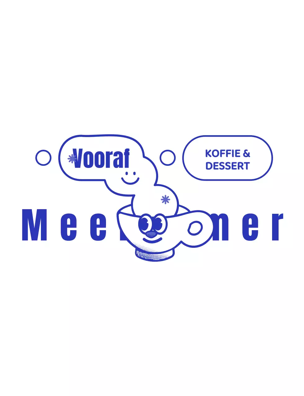 Marineblauw en wit leuk kop karakter koffie shop logo stijl