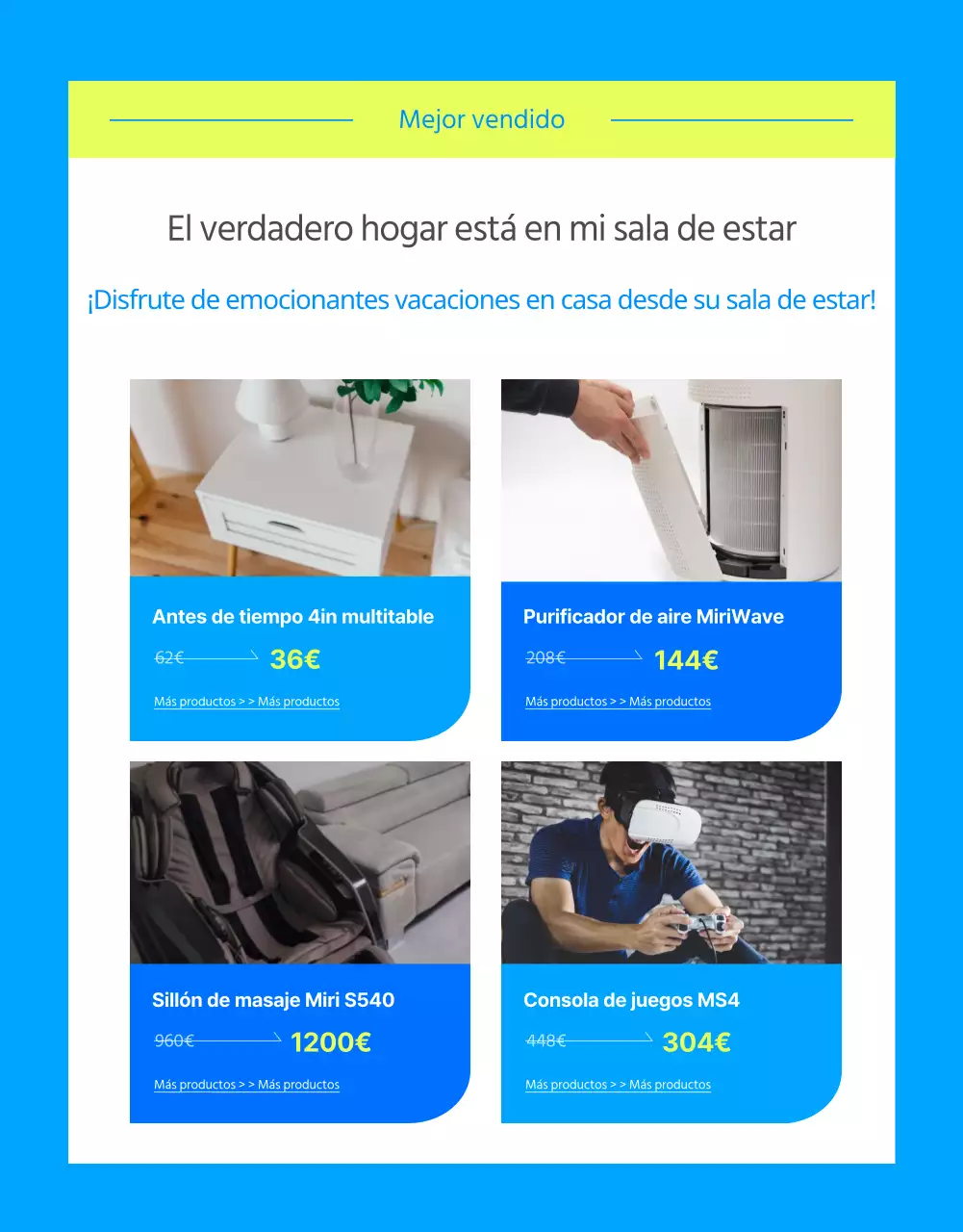 Electrodomésticos de verano a la venta en azul claro y chartreuse